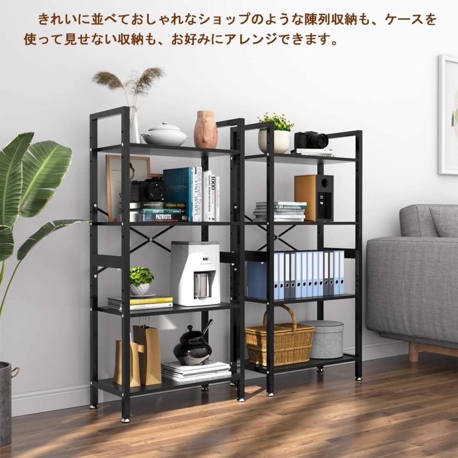 オープンシェルフ 木製シェルフ 木目/黒 新倉庫入荷セール 4段 オープンシェルフ 木製シェルフ 木目/黒 新倉庫入荷セール 4段
