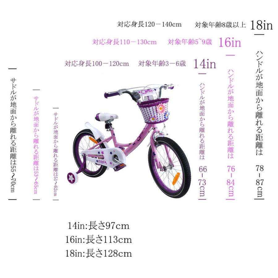 カゴ付き子供自転車 18インチ 学齢児童適用 Cyfie クリスマス プレゼント 補助輪付き お姫様気分 イギリス風 おしゃれ 組み立て式の画像