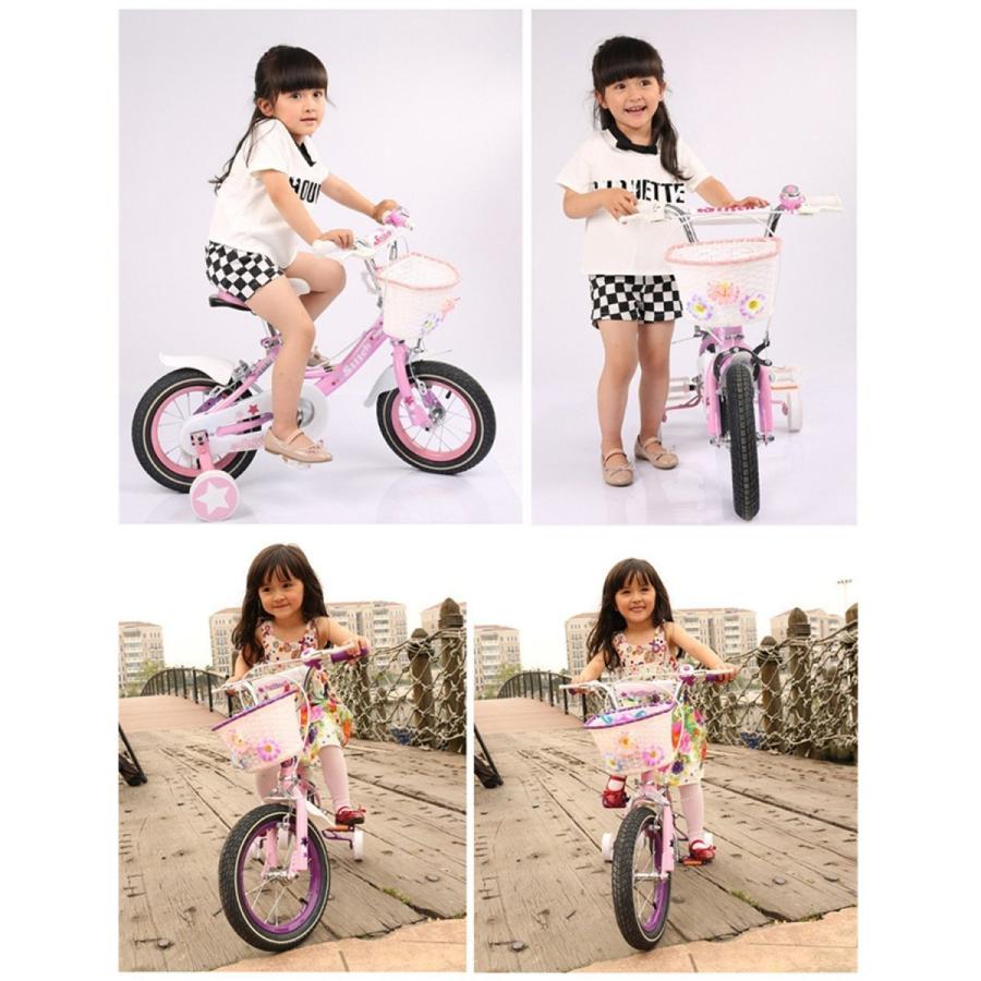 カゴ付き子供自転車 18インチ 学齢児童適用 Cyfie クリスマス プレゼント 補助輪付き お姫様気分 イギリス風 おしゃれ 組み立て式の画像