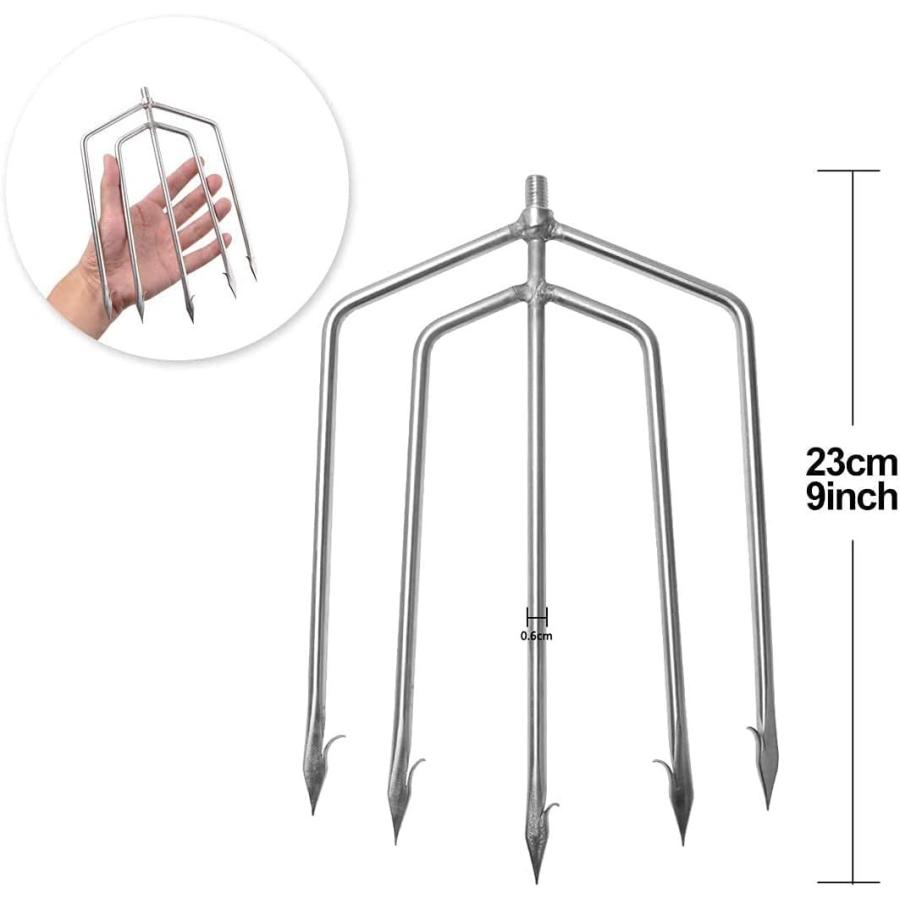 3-5日限定10倍P付] 銛 5又 魚突き ステンレス鋼釣り槍 銛先 長さ23cm