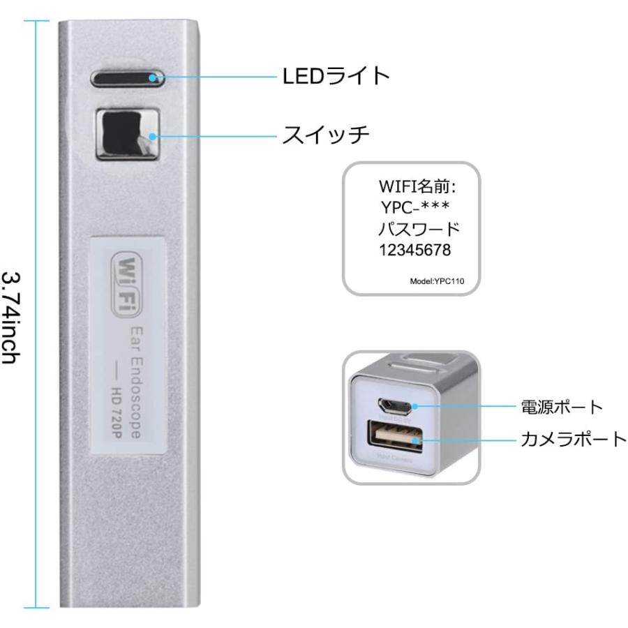 WIFI電子耳鏡 ワイヤレス HD720P iPhone/Android/Windows/Mac全機種対応 内視鏡 耳かき130万画素 3in1 USB接続口 5.5MM極細レンズ｜aikikabushiki｜04