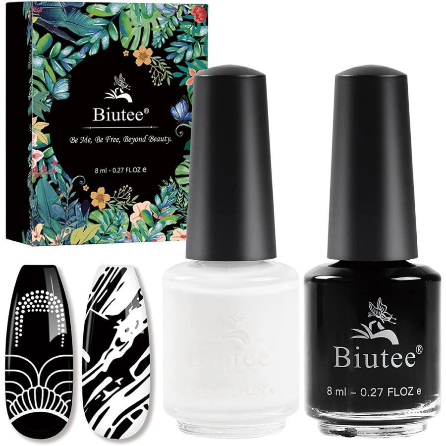 ジェルネイルカラーセット 2色 8ml BUITEE ネイルポリッシュ 黒と白