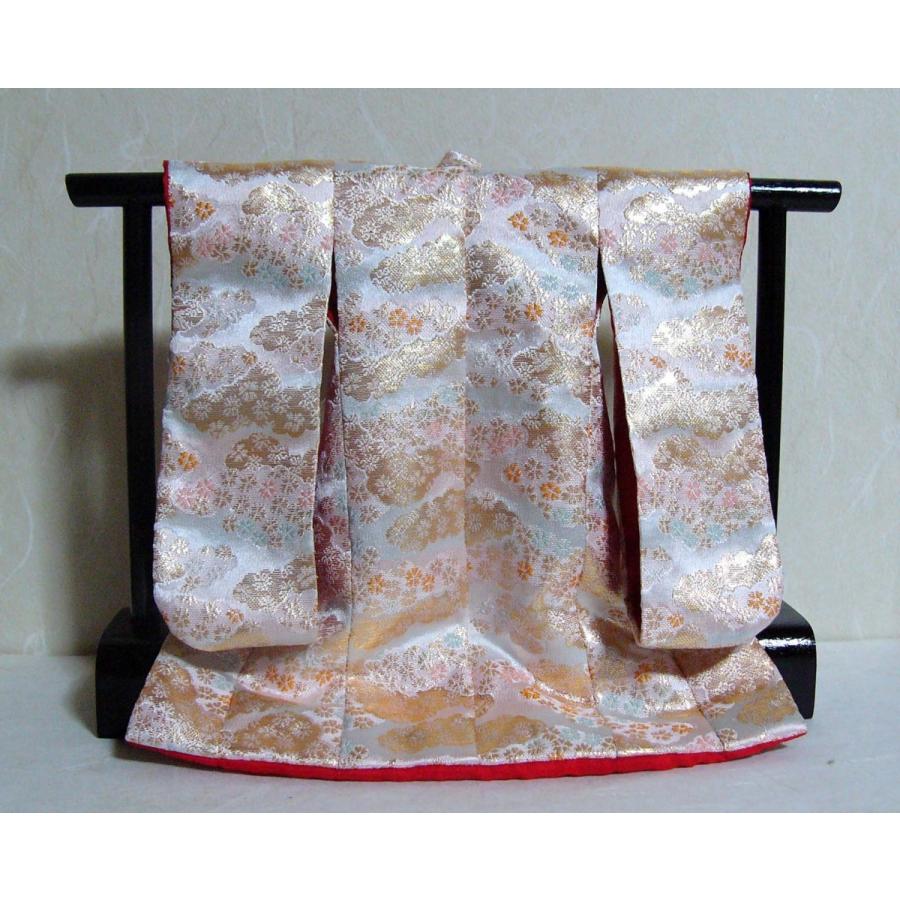 ミニチュア着物 ミニ花嫁衣裳 色打掛セット 織り生地 豪華金糸 置物飾りオブジェ ミニチュア着物1/7金襴打掛キット 淡いピンク（高さ195mm幅277mm