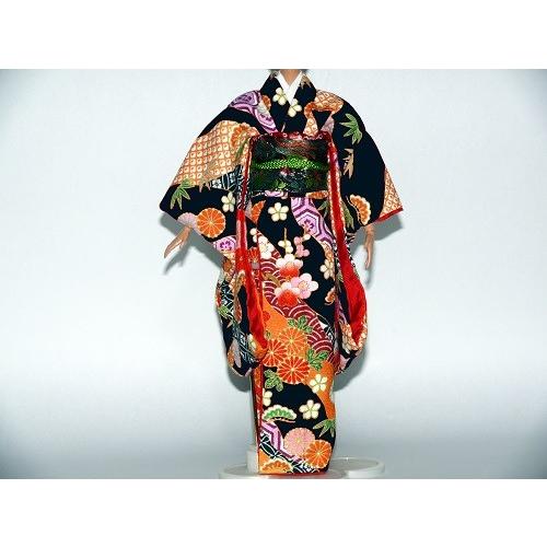 ミニチュア着物ドール用振袖絵羽キット 道長(黒) : d29f-02 : あい工房  