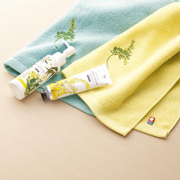 寒中見舞い ミアミモザ フェイスタオル＆コスメセット クリーム