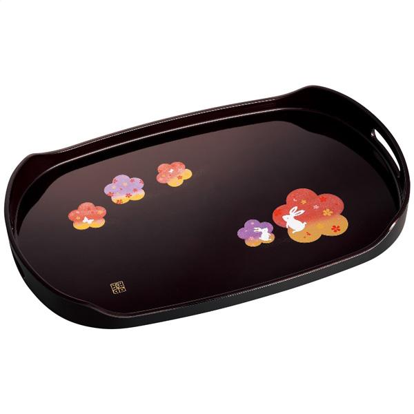 寒中見舞い 紀州塗 宴うさぎ 溜塗長手盆(尺五) 94005 ギフト お返し 出産内祝い 結婚内祝い お祝い 香典返し | 