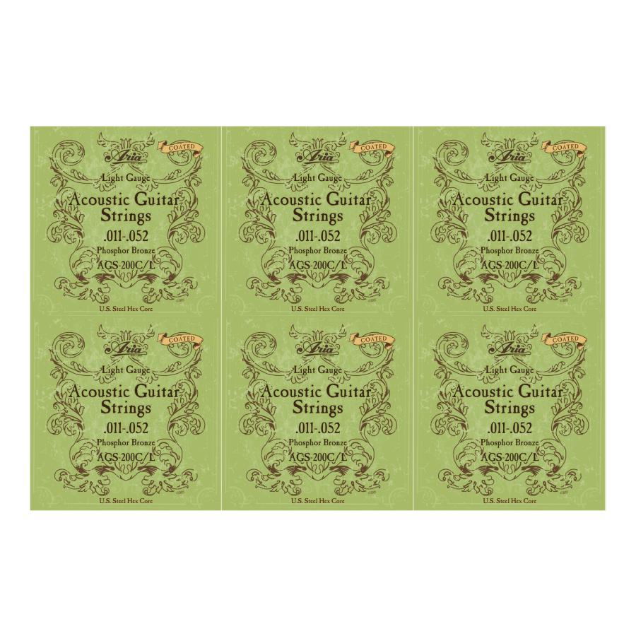 アコギ弦×6セット]ARIA AGS-200C/L [11-52] アコースティックギター用 
