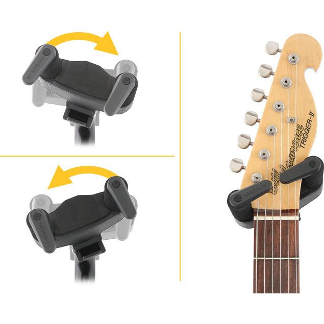 【ゆー貴】スカル式ギターピックスタンド HERCULES GS414BSW 左右非対称 ギターヘッド対応 首回転式 ギター