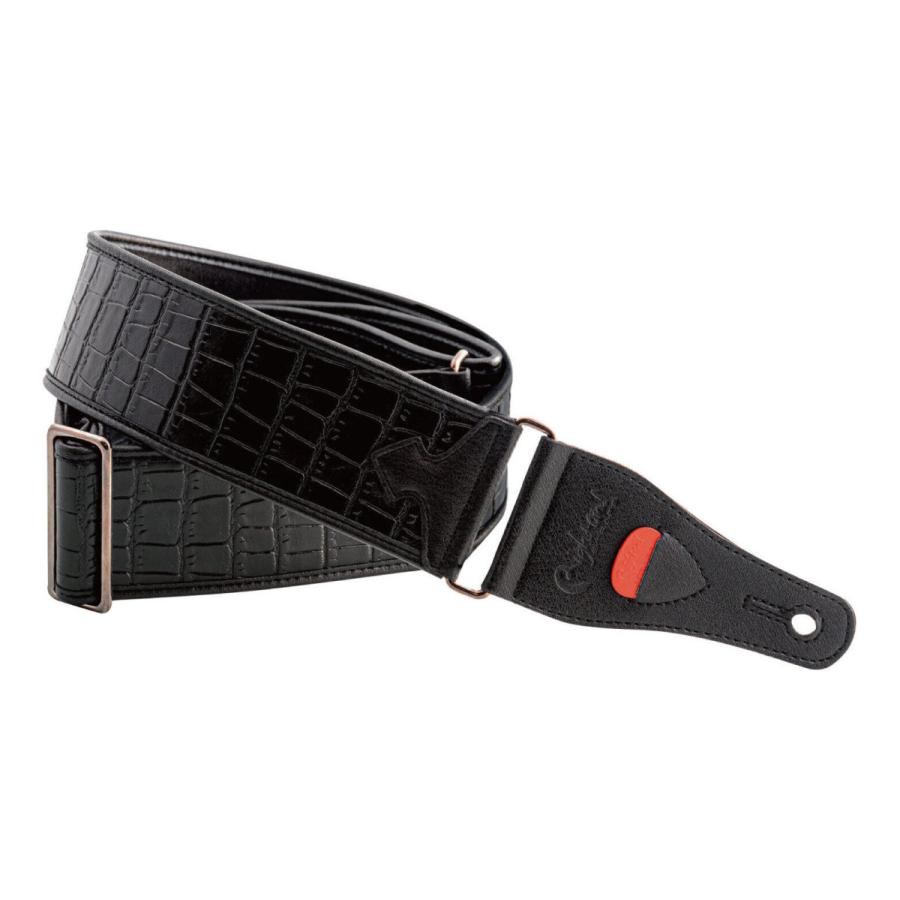 RightOn! STRAPS ALLIGATOR Black ギター、ベース用ストラップ