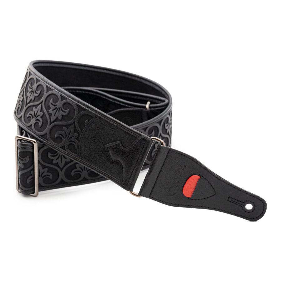 RightOn! STRAPS DELUXE Black ギター、ベース用ストラップ クラシックデザインパターン