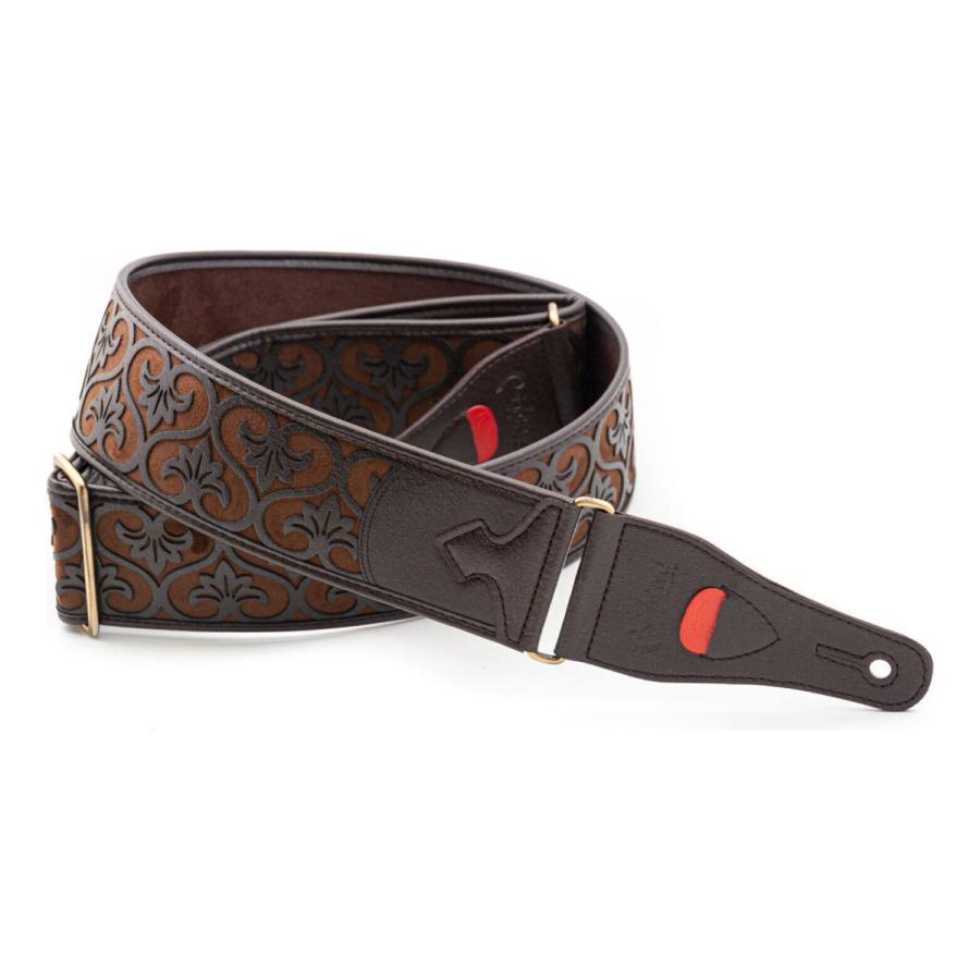 RightOn! STRAPS DELUXE Brown ギター、ベース用ストラップ クラシックデザインパターン