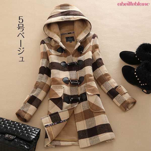 特価　即納　大きいサイズ　チェック　ダッフル　パーカー　ウールしっかり混紡　あったかコート　アウター　3L　現品限り　202012　202101　202102 |  | 03