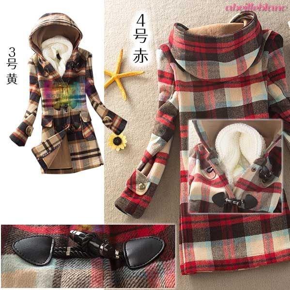 特価　即納　大きいサイズ　チェック　ダッフル　パーカー　ウールしっかり混紡　あったかコート　アウター　3L　現品限り　202012　202101　202102 |  | 04