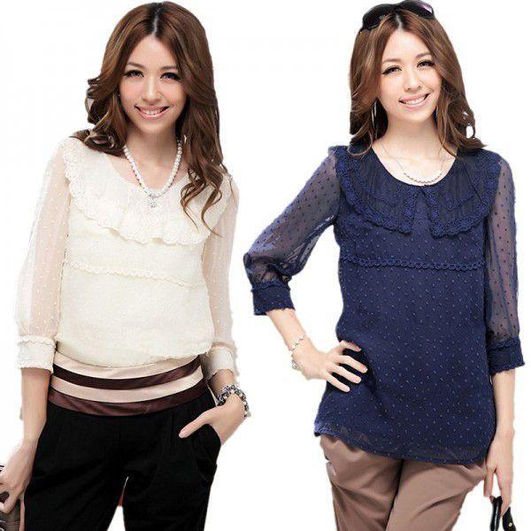ブラウス　トップス　七分袖　現品限り　特価　レディース　春夏　秋　レース襟　シフォンブラウス　大きいサイズ　LL-4L　202107　202108 | 