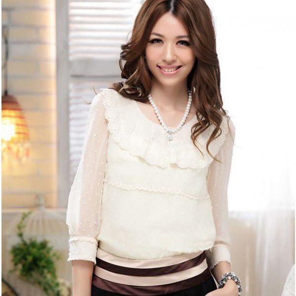 ブラウス　トップス　七分袖　現品限り　特価　レディース　春夏　秋　レース襟　シフォンブラウス　大きいサイズ　LL-4L　202107　202108 |  | 03