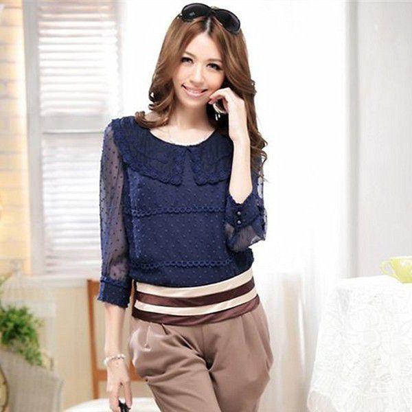 ブラウス　トップス　七分袖　現品限り　特価　レディース　春夏　秋　レース襟　シフォンブラウス　大きいサイズ　LL-4L　202107　202108 |  | 04