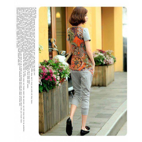 セットアップ　夏服　カジュアル　現品限り　特価　レディース　トップス　半袖　バック切替　パンツ　上下セット　大きいサイズ　LL-5L　202107　202108 | 