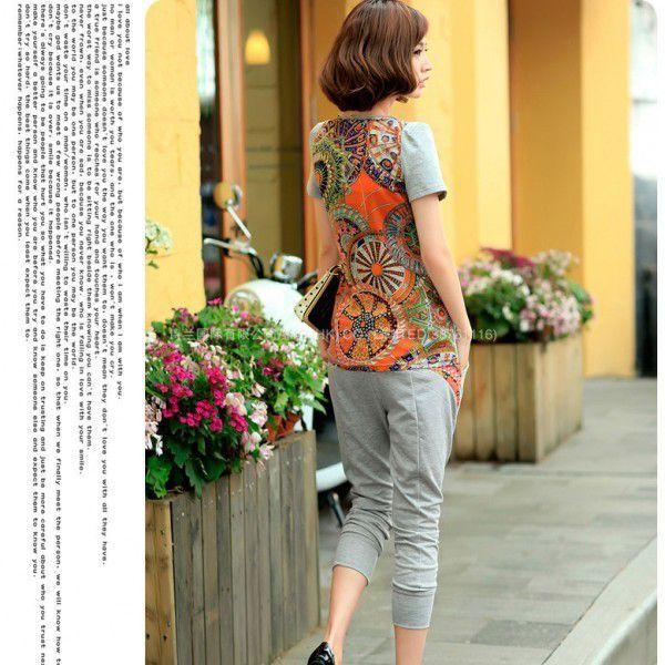 セットアップ　夏服　カジュアル　現品限り　特価　レディース　トップス　半袖　バック切替　パンツ　上下セット　大きいサイズ　LL-5L　202107　202108 |  | 02