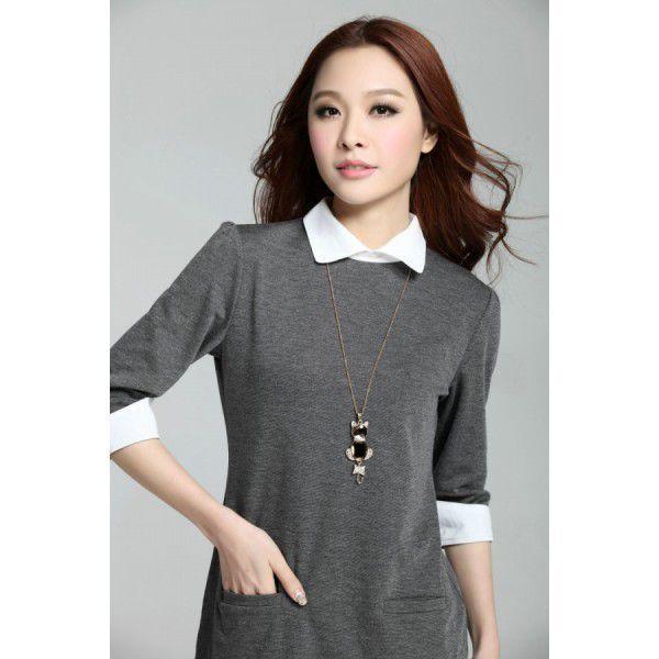 配色切替ブラウス　シャツ　重ね着風　レディース　現品限り　特価　夏秋　五分袖　トップス　着痩せ　シンプル　LL(XL)　202107　202108 |  | 06