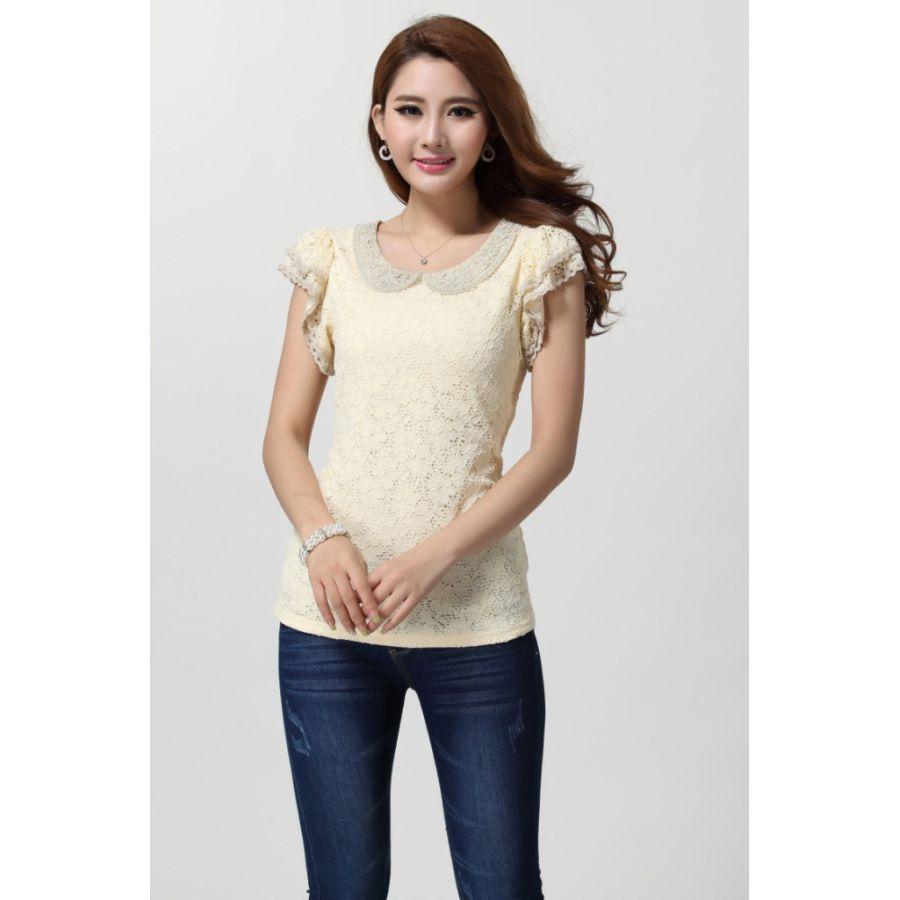 全2色　着痩せ効果のレーストップス　夏服　フリル袖　レディース　現品限り　特価　丸襟　スリム　総レース　可愛い　大きいサイズ　LL-4L　202107　202108 |  | 10