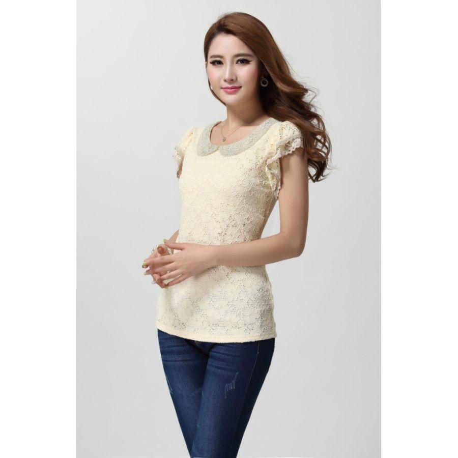 全2色　着痩せ効果のレーストップス　夏服　フリル袖　レディース　現品限り　特価　丸襟　スリム　総レース　可愛い　大きいサイズ　LL-4L　202107　202108 |  | 11