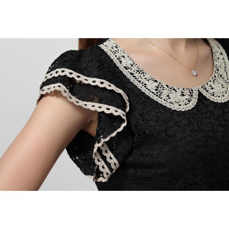 全2色　着痩せ効果のレーストップス　夏服　フリル袖　レディース　現品限り　特価　丸襟　スリム　総レース　可愛い　大きいサイズ　LL-4L　202107　202108 |  | 08