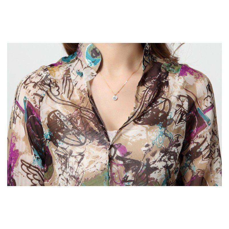 全2色　Vネックチュニック　ブラウス　夏秋　レディース　現品限り　特価　プリント　五分袖　トップス　ロング　着痩せ　大きいサイズ　LL-5L　202107　202108 |  | 10