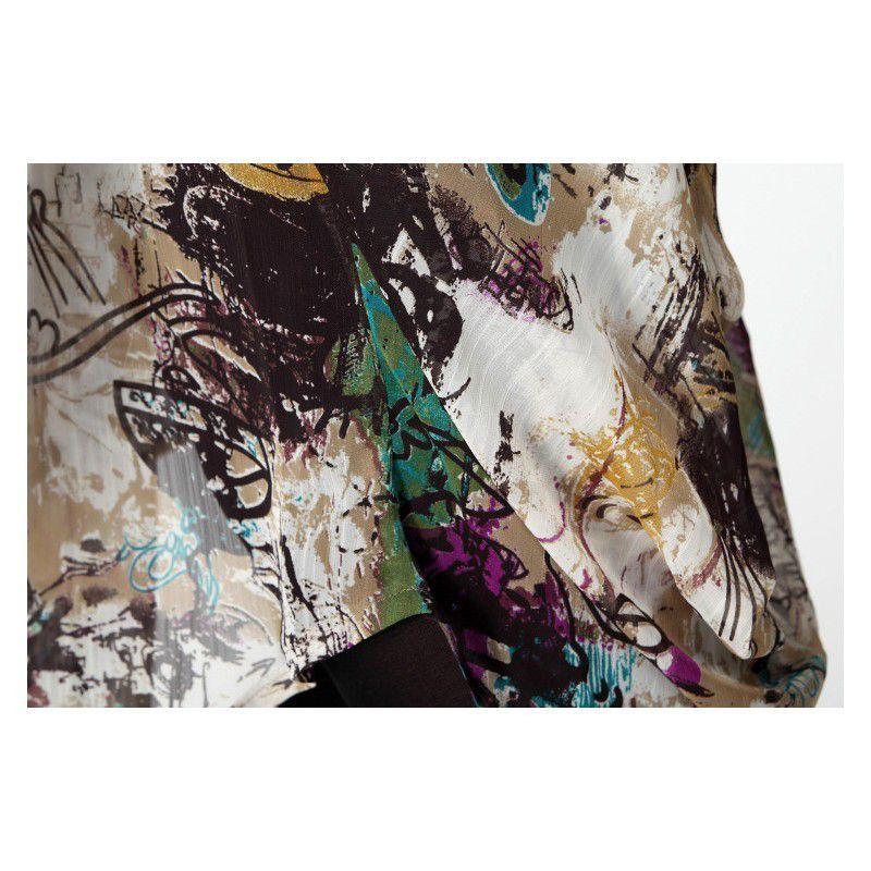 全2色　Vネックチュニック　ブラウス　夏秋　レディース　現品限り　特価　プリント　五分袖　トップス　ロング　着痩せ　大きいサイズ　LL-5L　202107　202108 |  | 08