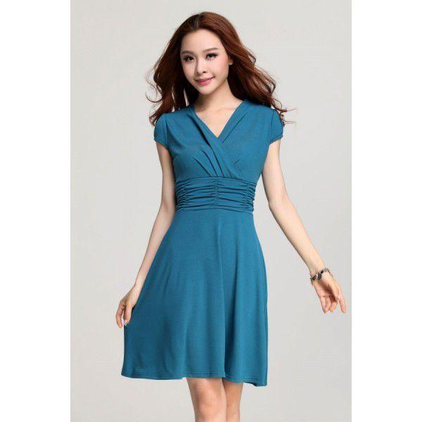 全3色　Vネックワンピース　エレガント　夏　現品限り　特価　レディース　無地　スリムワンピース　半袖　大きいサイズ　LL-5L　202107　202108 |  | 05