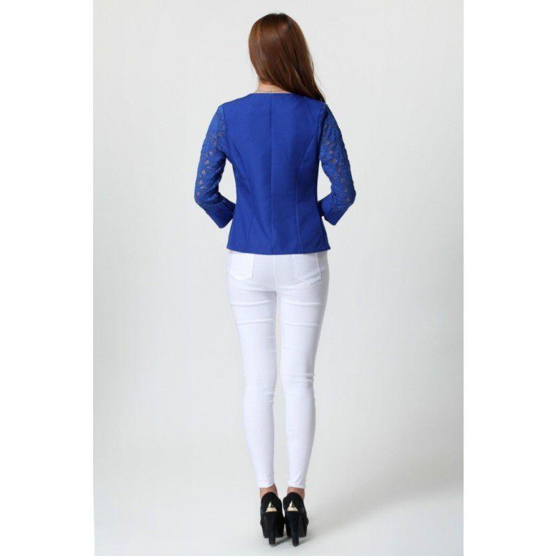 全2色　ノーカラージャケット　レース切替　夏秋　現品限り　特価　レディース　通勤　OL　ショート丈　7分袖　着痩せ　大きいサイズ　LL-4L　202107　202108 |  | 02