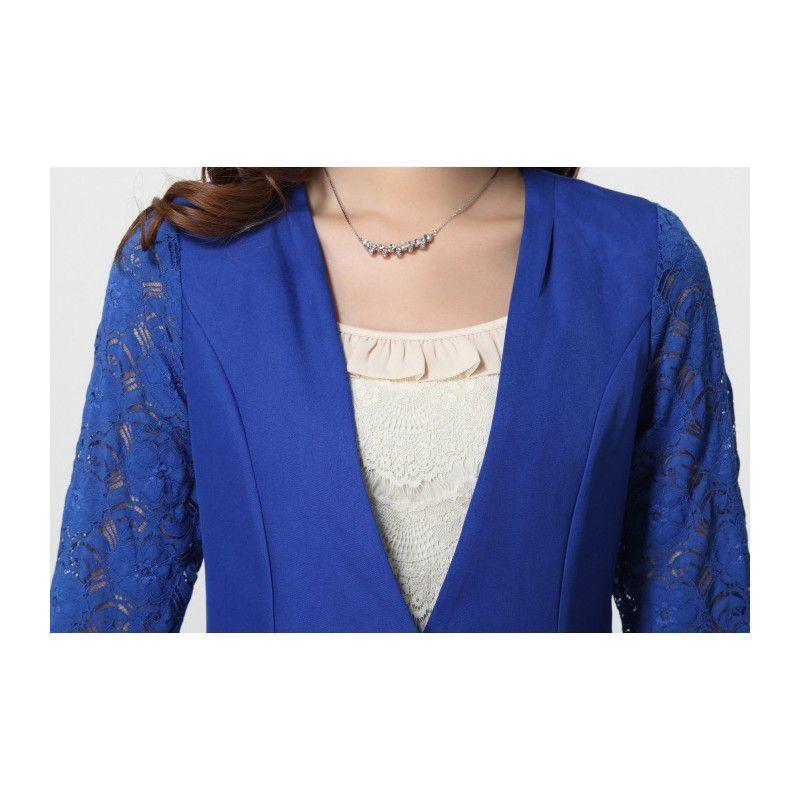 全2色　ノーカラージャケット　レース切替　夏秋　現品限り　特価　レディース　通勤　OL　ショート丈　7分袖　着痩せ　大きいサイズ　LL-4L　202107　202108 |  | 08