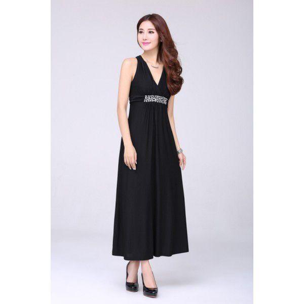 ロングドレス　ワンピース　バッククロス　現品限り　特価　レディース　ノースリーブ　パーティードレス　ビジュー付き　大きいサイズ　LL-5L　202107　202108 |  | 03