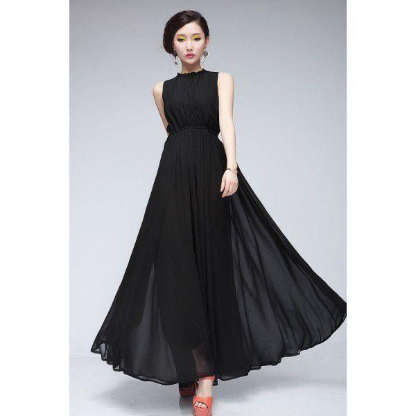 ノースリーブのロングワンピース　現品限り　特価　レディース　ドレス　夏服　マキシ丈　エレガント　着痩せ　大きいサイズ　LL-4L　202107　202108 | 