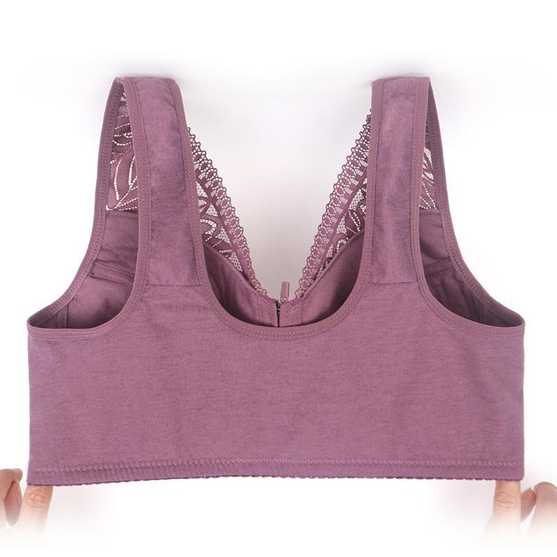 パープル　100C 入荷済即納　ブラジャー　レディース　ノンワイヤー　レース切替　フロントジップ　脇肉補正　大きいサイズ　前開き　ナイトブラ　授乳　 |  | 13