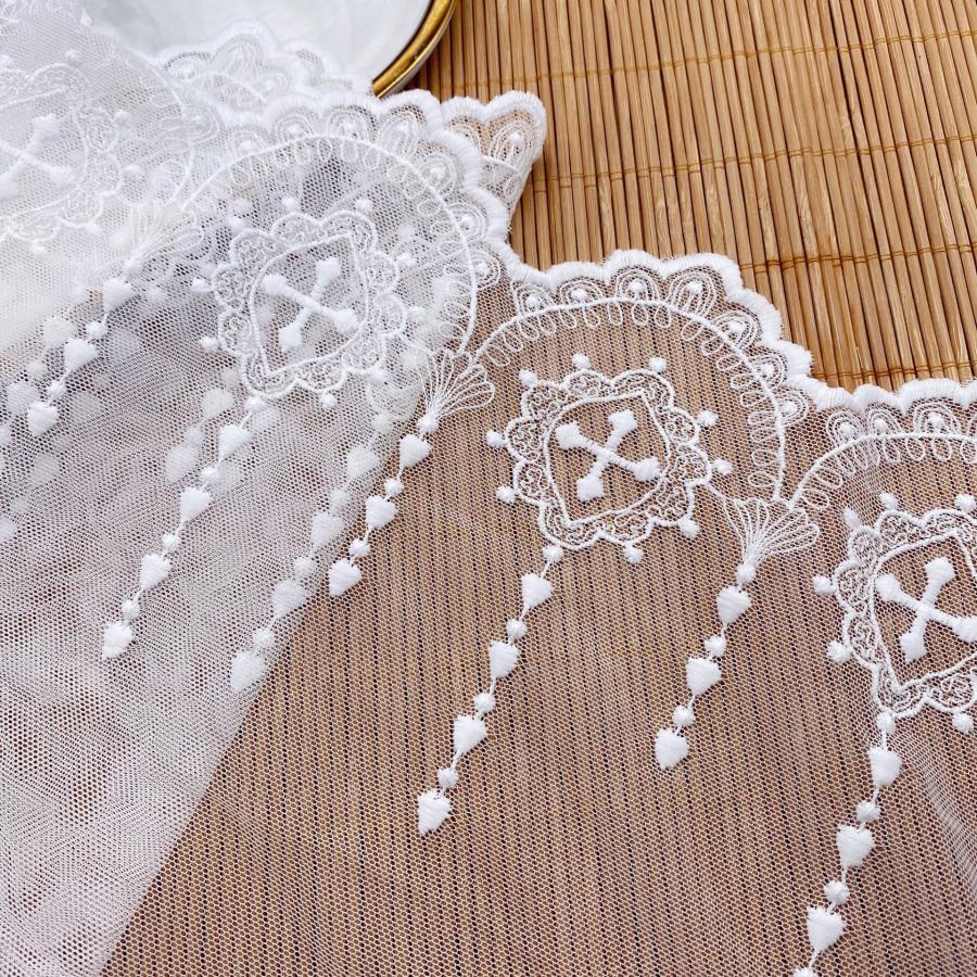 刺繍レース ゴスロリ クロス 幅広レース 刺繍 チュールレース ゴシック