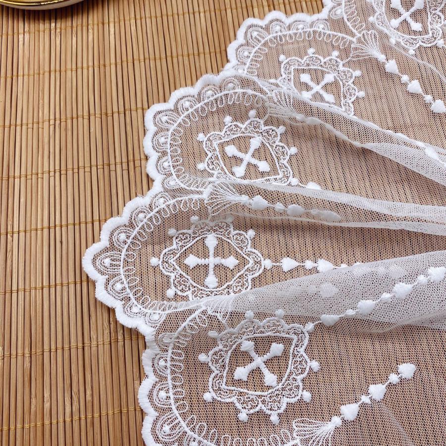 刺繍レース ゴスロリ クロス 幅広レース 刺繍 チュールレース ゴシック