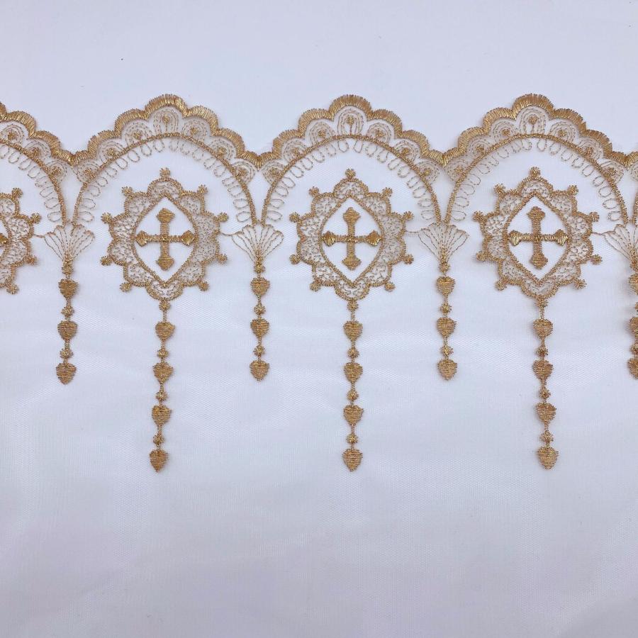 刺繍レース ゴスロリ クロス 幅広レース 刺繍 チュールレース ゴシック