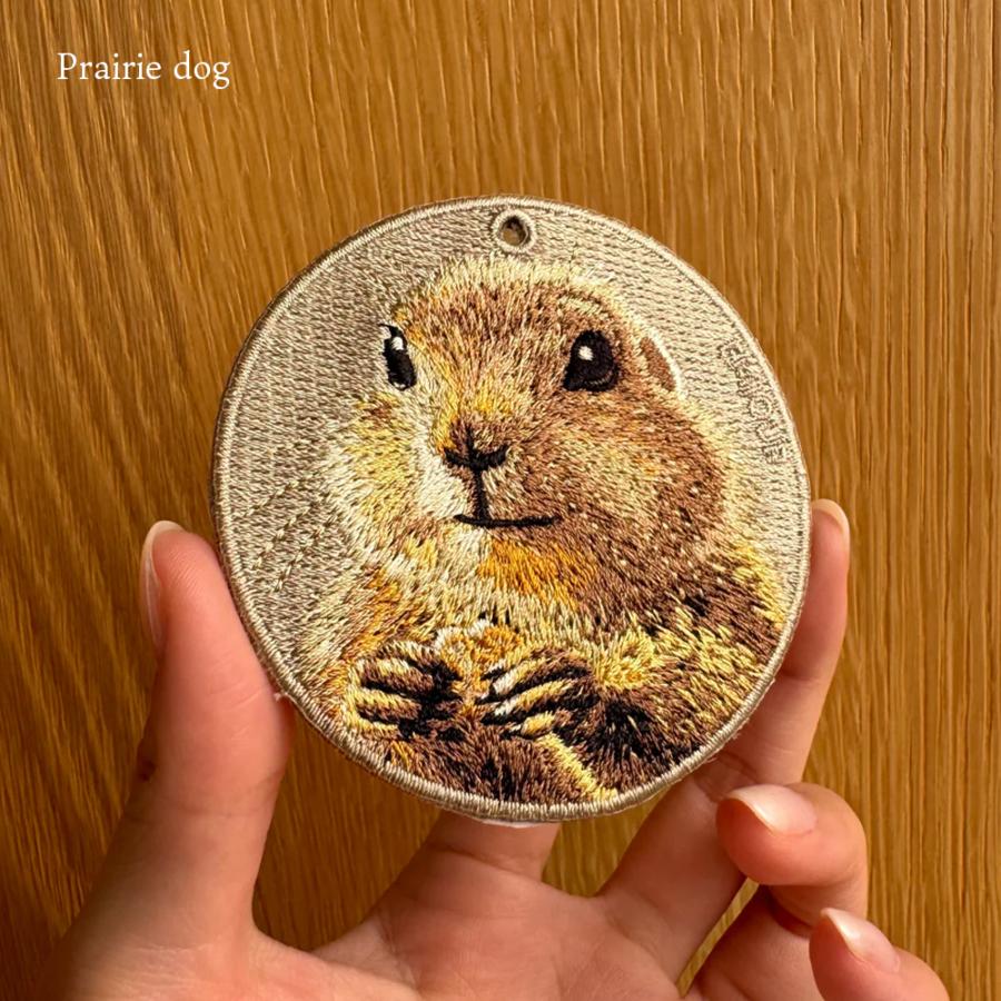キーホルダー 刺繍 動物 アニマル チャーム サル ワオキツネザル
