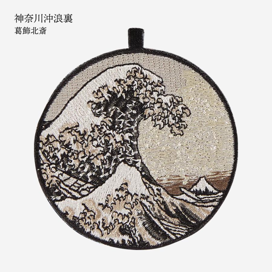ダ・ヴィンチ キーホルダー 刺繍 名画 チャーム ゴッホ 葛飾北斎