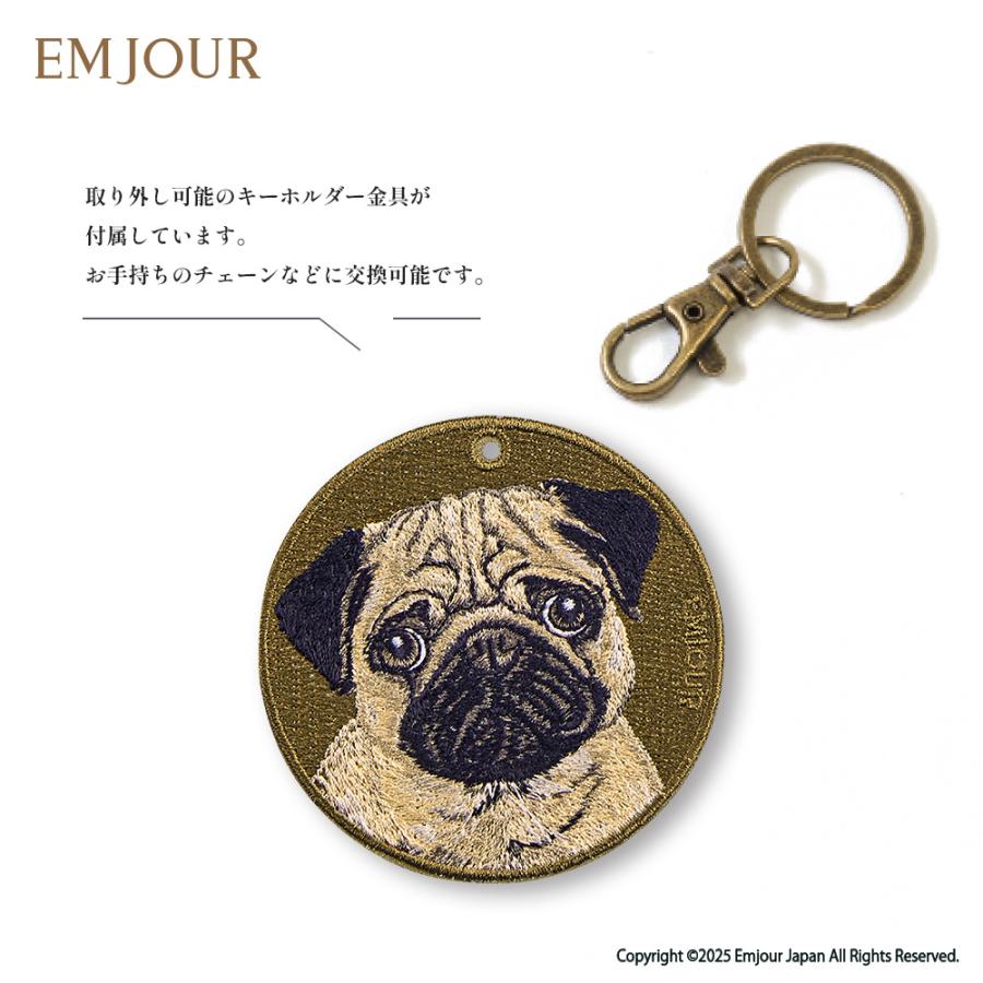 Kii（CITIZEN） EMJOUR パグ 前後 pug お散歩 キーホルダー 刺繍