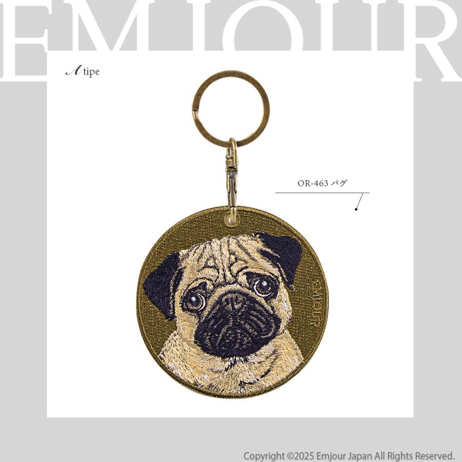 Kii（CITIZEN） EMJOUR パグ 前後 pug お散歩 キーホルダー 刺繍