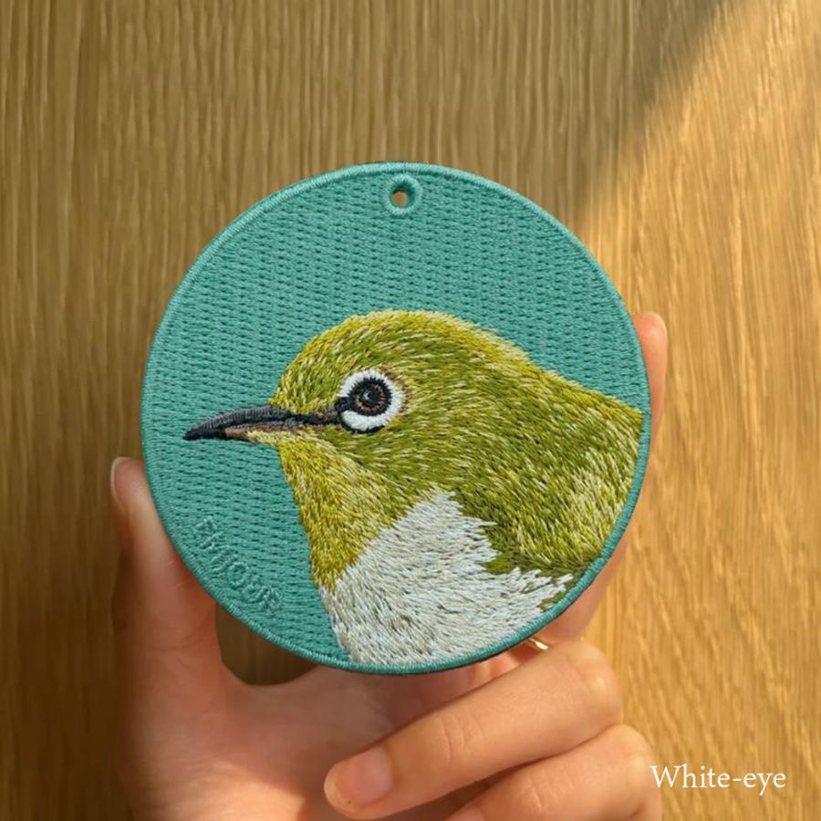 キーホルダー 刺繍 鳥 小鳥 動物 アニマル チャーム すずめ 雀 メジロ
