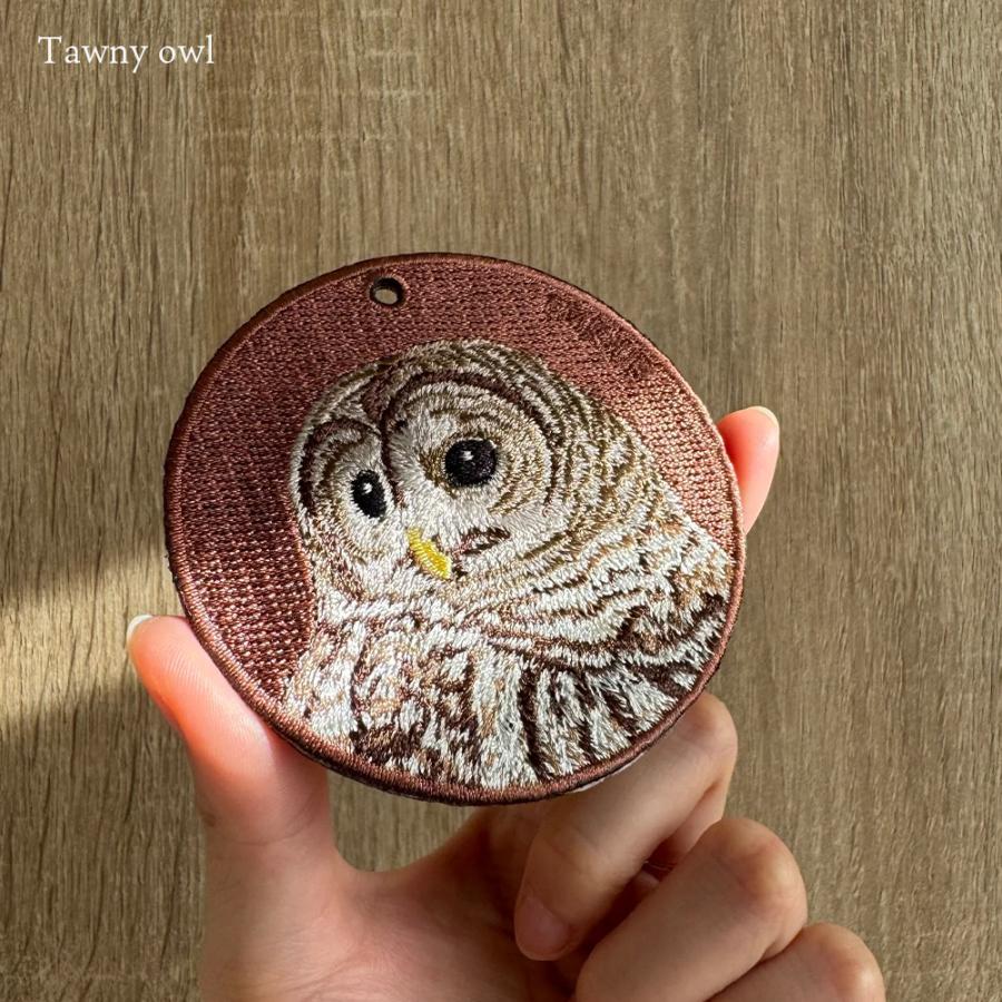 キーホルダー 刺繍 鳥 小鳥 動物 アニマル チャーム キーウィ ミミズク
