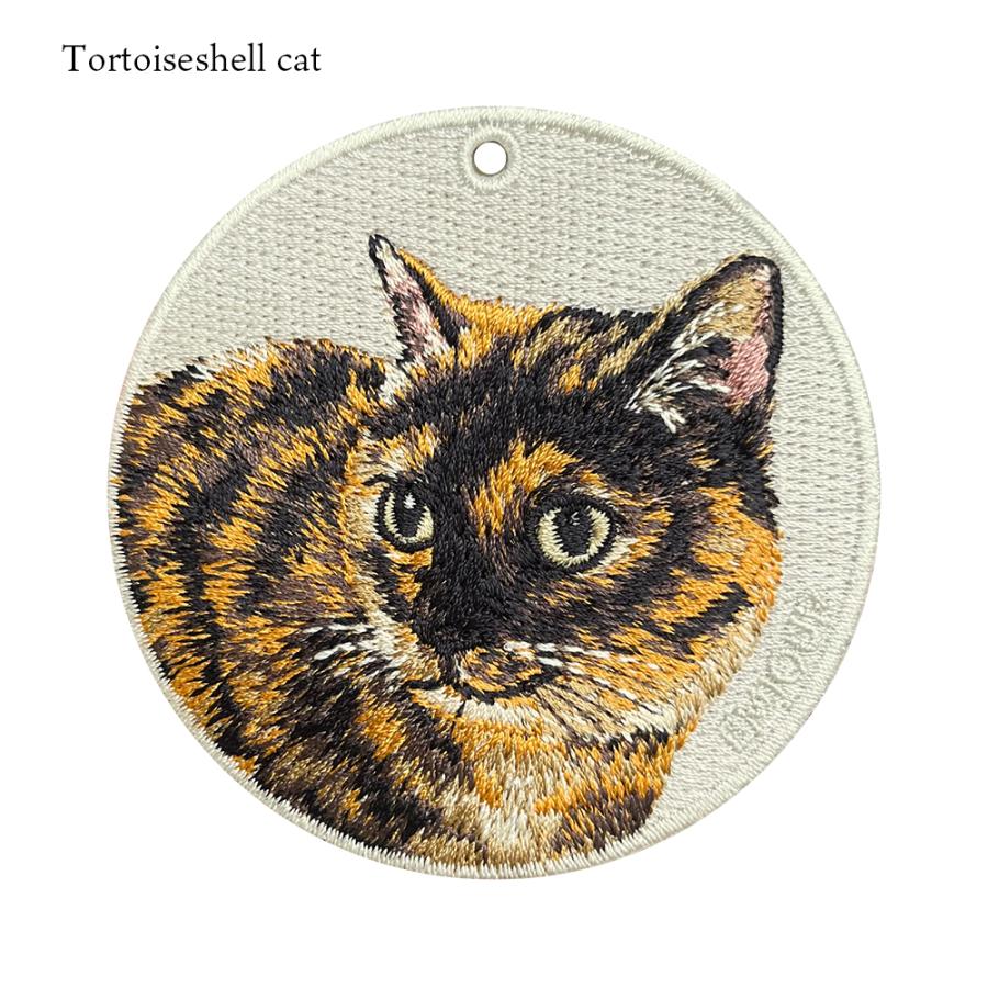 キーホルダー 猫 刺繍 ワッペン ネコ ネコ柄 チャーム ペット 茶トラ