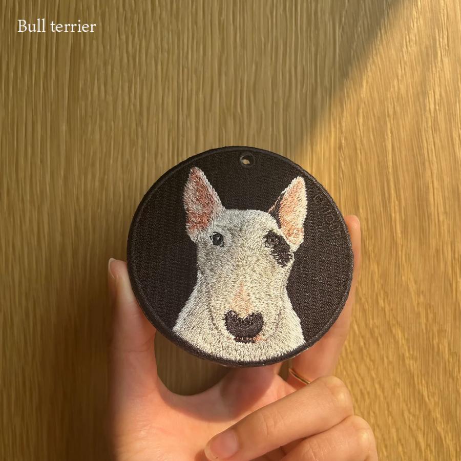 DOVELLMAN キーホルダー 犬 刺繍 ワッペン アニマル チャーム ホワイト