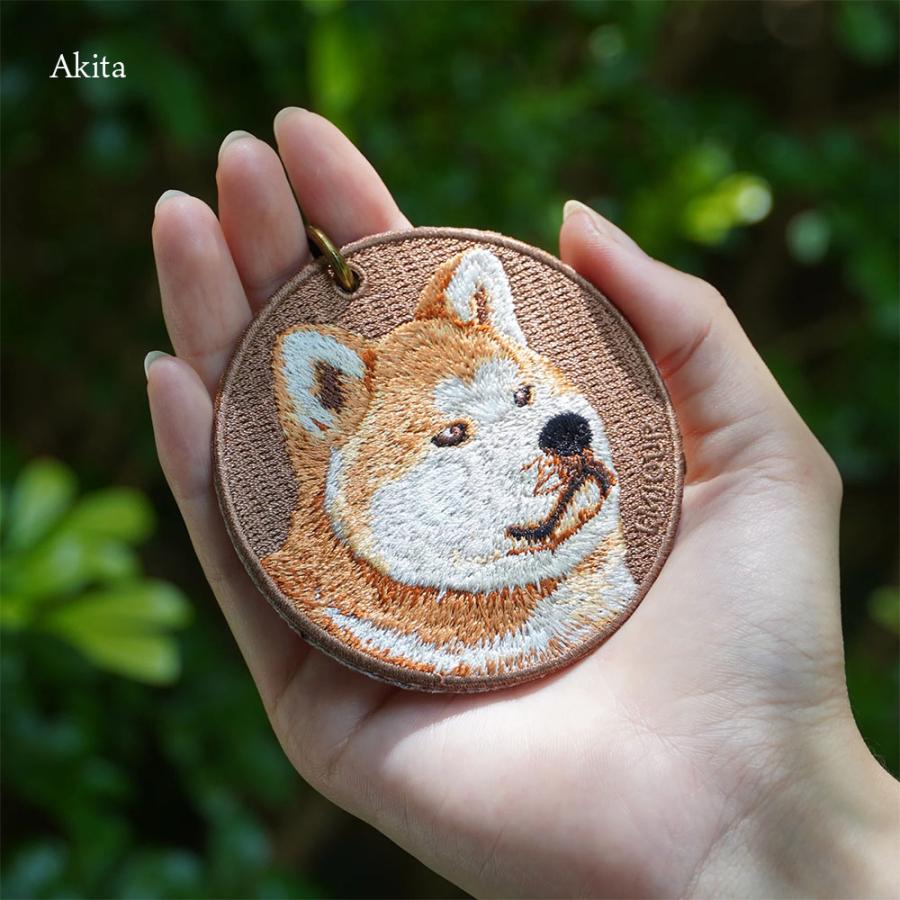 eM EMJOUR キーホルダー 犬 刺繍 イヌ 犬柄 チャーム 柴犬 赤柴 茶 白