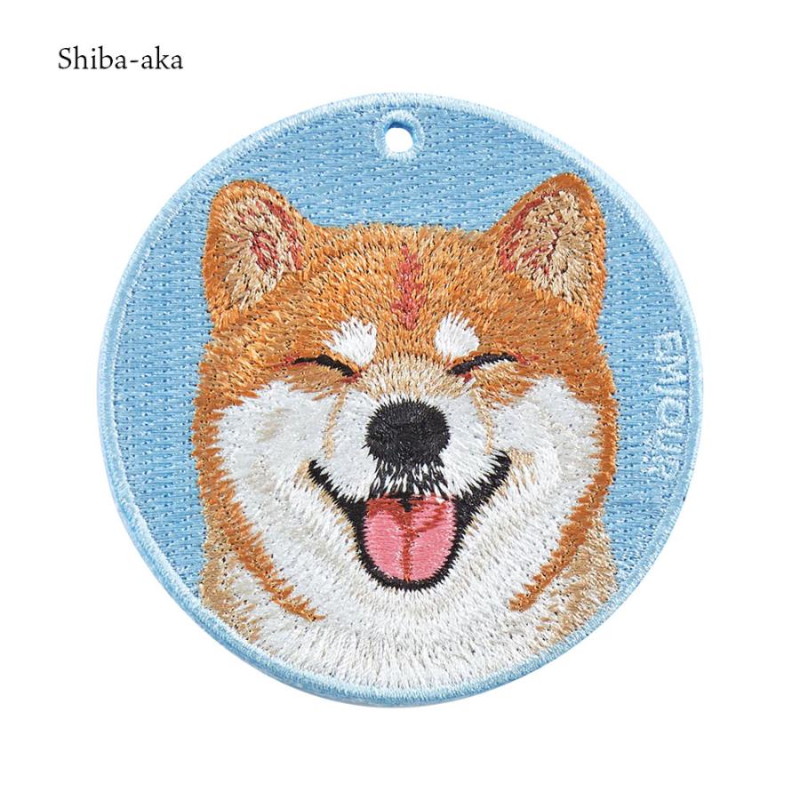 eM EMJOUR キーホルダー 犬 刺繍 イヌ 犬柄 チャーム 柴犬 赤柴 茶 白