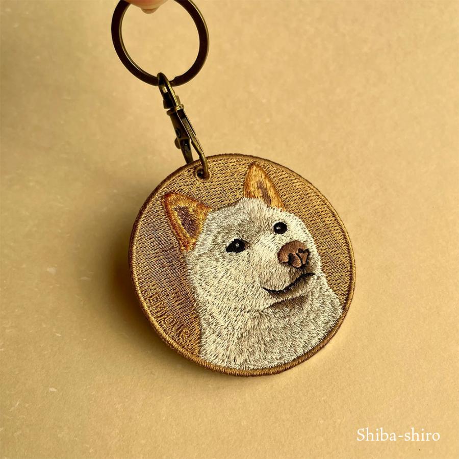 eM EMJOUR キーホルダー 犬 刺繍 イヌ 犬柄 チャーム 柴犬 赤柴 茶 白