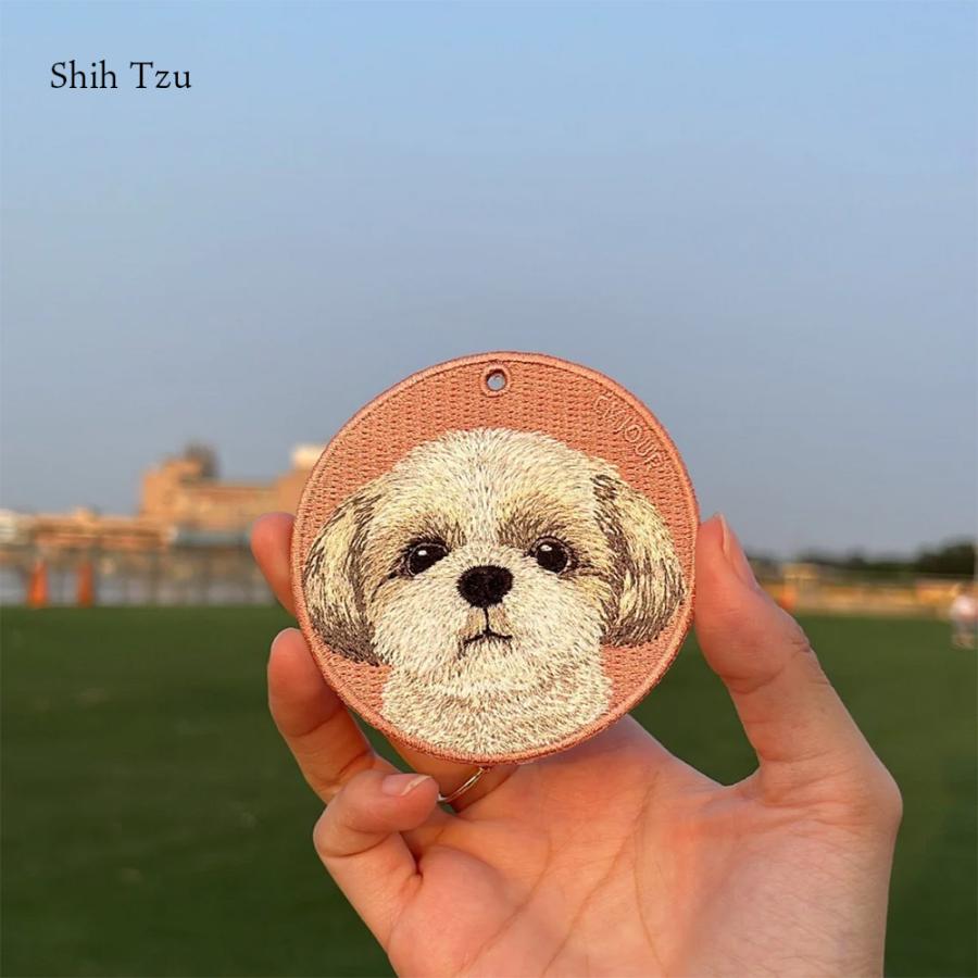 キーホルダー 犬 刺繍 イヌ チャーム ビションフリーゼ ペキニーズ