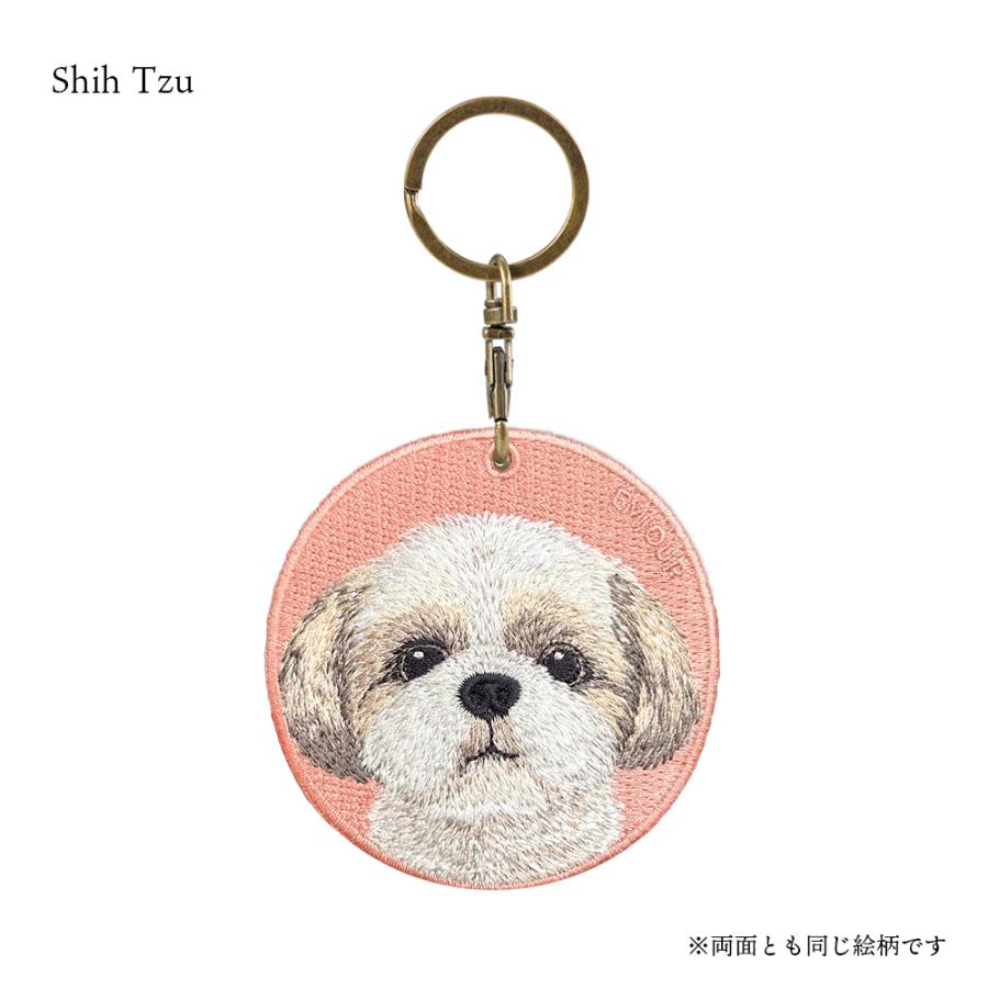 キーホルダー 犬 刺繍 イヌ チャーム ビションフリーゼ ペキニーズ